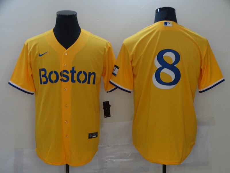 Men Boston Red Sox 8 No name Yellow Game 2021 Nike MLB Jerseys